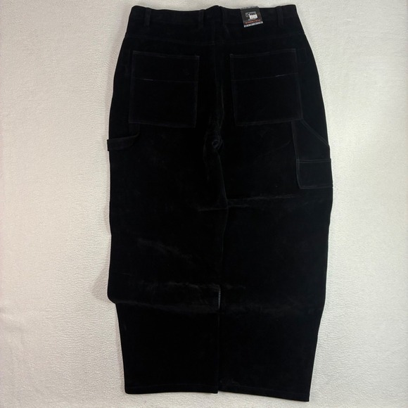 Vintage Koman Baggy Carpenter Pants Mens 40x32 Black Suede Velour Loose Y2K NWT - Picture 2 of 8